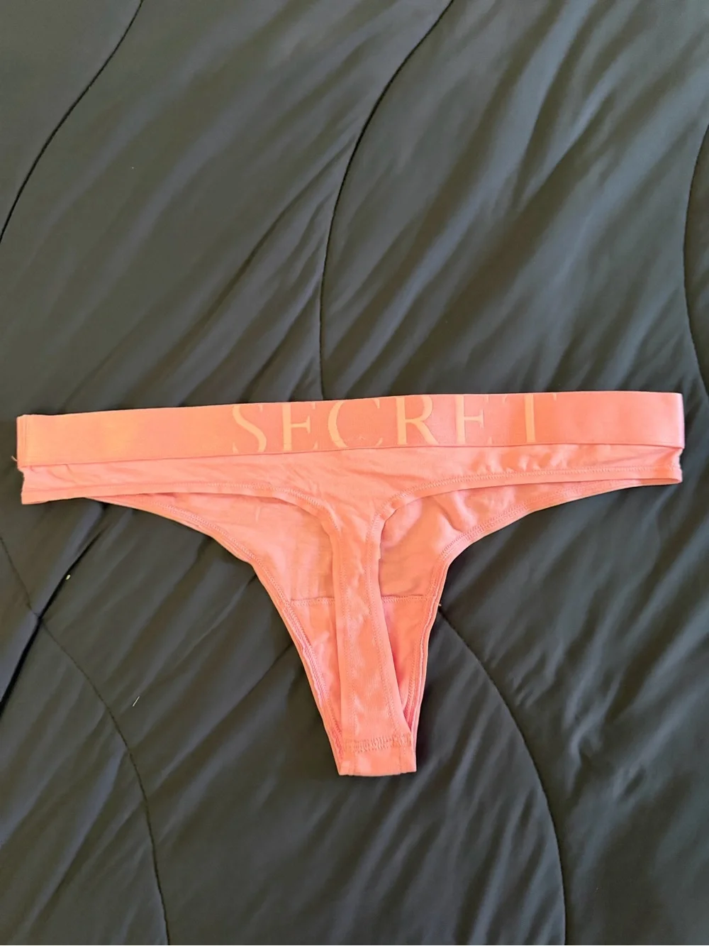 Victoria's Secret Coral Pink Thong with Branded Waistband - Picture 2 of 2